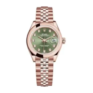 Rolex Datejust 279165-0011 Everose Gold Automatic Green With Diamond Dial Jubilee Replica