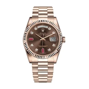 Day-Date 128235 AR Stainless Steel With Rose Gold Wrapped Chocolate Dial Replica