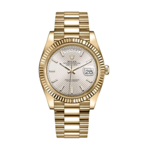 Day-Date 228238 Yellow Gold Silver Diagonal Dial Replica