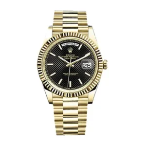 Day-Date 228238-0007 KW Yellow Gold Black Dial Replica