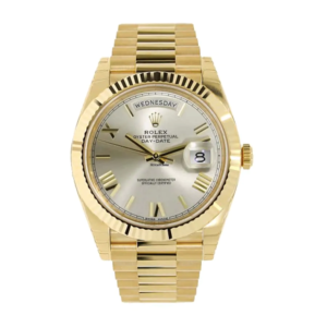 Day-Date 228238-0042 2018 EW Yellow Gold Silver Diagonal Dial Replica