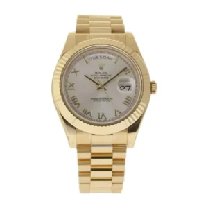 Rolex Day-Date II Collection Gold Silver White Dial 218238