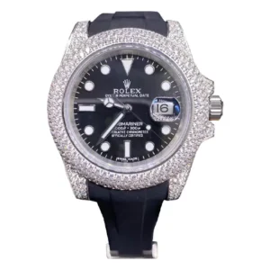 Rolex Submariner Flex Rubber Strap Iced Out Bezel Replica 40MM 116336