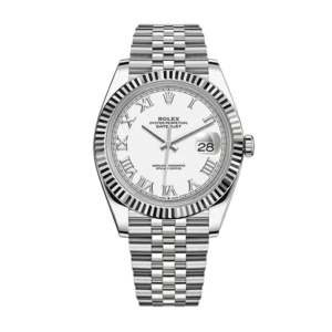 Rolex Datejust 41mm Fluted White Roman Dial Jubilee 126334